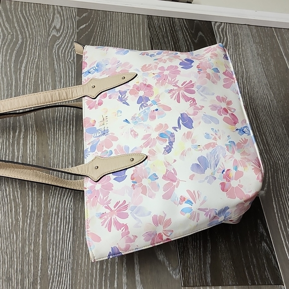 Nicole Miller new York floral pink white zipper tote bag - Picture 3 of 10